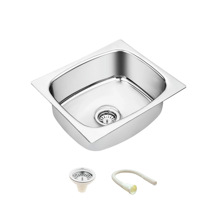 Round Single Bowl Kitchen Sink (18 x 16 x 8 Inches)