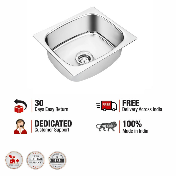 Round Single Bowl Kitchen Sink (21 x 18 x 8 Inches)