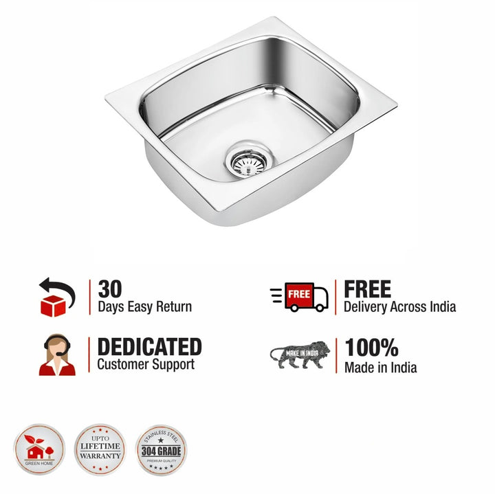 Round Single Bowl Kitchen Sink (24 x 18 x 9 Inches)