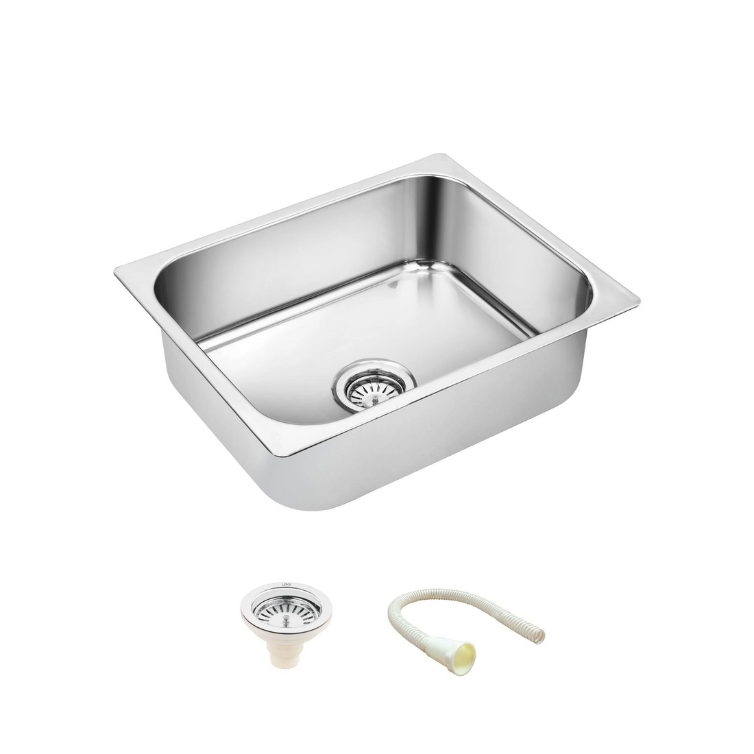 Square Single Bowl 304-Grade Kitchen Sink (24 x 18 x 9 Inches)